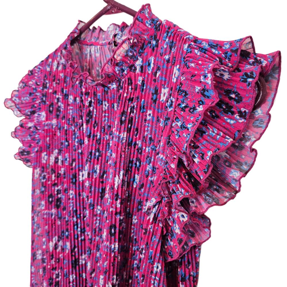 Anthropologie Womens Freida Floral Pleated Top Size S Boho Cottagecore Feminine - Picture 5 of 10